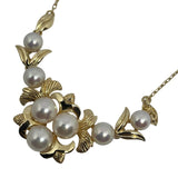 ミキモト MIKIMOTO リーフモチーフネックレス K18YG パール ジュエリー