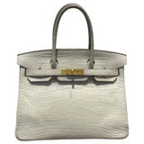 エルメス HERMES バーキン30 □R刻 べトン　GD金具 アリゲーターマット レディース ハンドバッグ