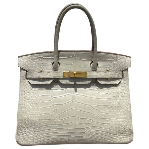 エルメス HERMES バーキン30 □R刻 べトン　GD金具 アリゲーターマット レディース ハンドバッグ