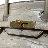 エルメス HERMES バーキン30 □R刻 べトン　GD金具 アリゲーターマット レディース ハンドバッグ