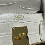 エルメス HERMES バーキン30 □R刻 べトン　GD金具 アリゲーターマット レディース ハンドバッグ