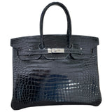 エルメス HERMES バーキン35 □H刻 ブラック　SV金具 ポロサス ユニセックス ハンドバッグ