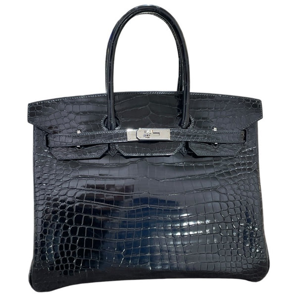 エルメス HERMES バーキン35 □H刻 ブラック　SV金具 ポロサス ユニセックス ハンドバッグ