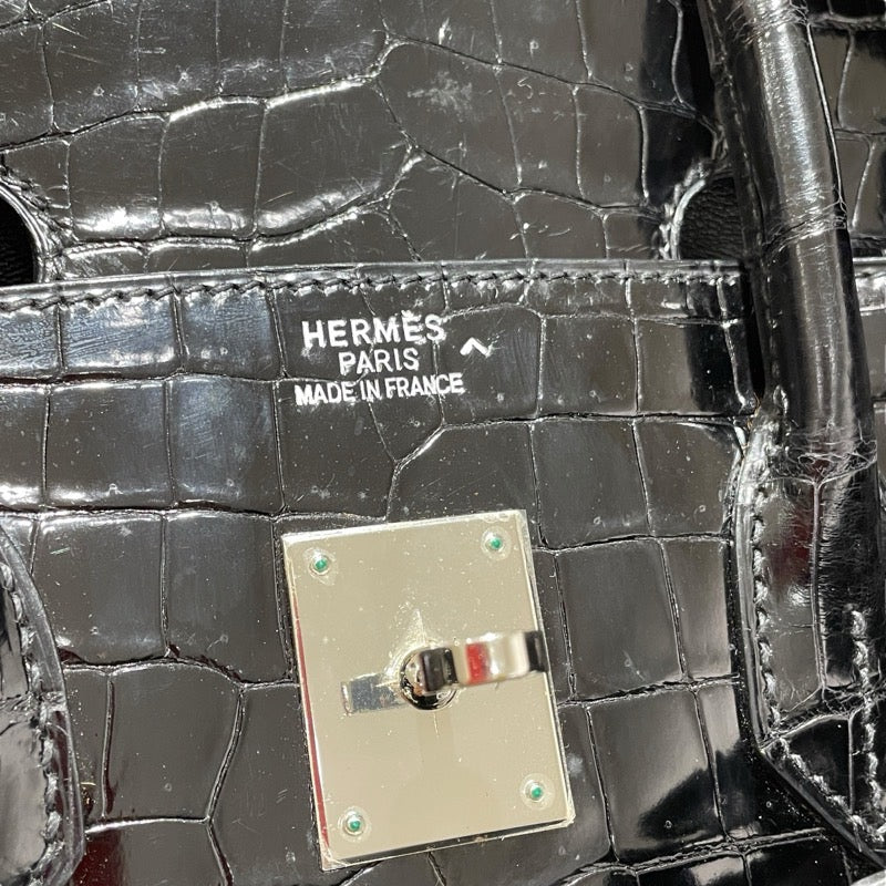 エルメス HERMES バーキン35 □H刻 ブラック　SV金具 ポロサス ユニセックス ハンドバッグ