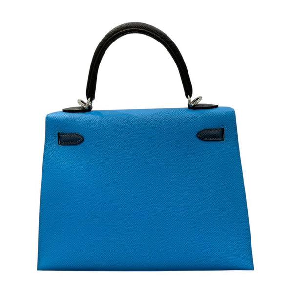 エルメス HERMES ケリー25 外縫い トリコロール B刻印 ブルーフランス/ブルーサフィール/ブラック エプソン レディース ハンドバッグ