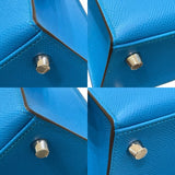 エルメス HERMES ケリー25 外縫い トリコロール B刻印 ブルーフランス/ブルーサフィール/ブラック エプソン レディース ハンドバッグ