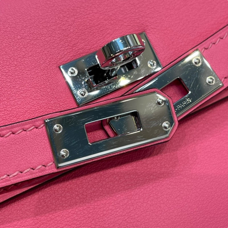 エルメス HERMES ケリー25 内縫い A刻印 ローズアザレ×シルバー金具 スイフト レディース ショルダーバッグ