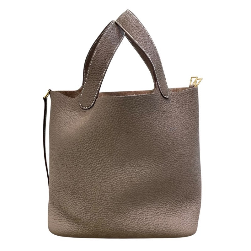 エルメス HERMES ピコタンロックMM U刻印 エトゥープ×ゴールド金具 トリヨンクレマンス レディース ハンドバッグ