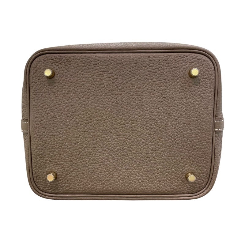 エルメス HERMES ピコタンロックMM U刻印 エトゥープ×ゴールド金具 トリヨンクレマンス レディース ハンドバッグ