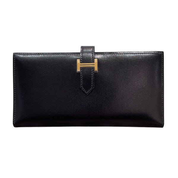 エルメス HERMES ベアンスフレ Z刻印 ブラック×ゴールド金具 タデラクト ユニセックス 長財布