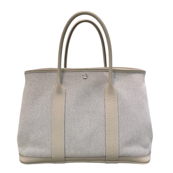 エルメス HERMES ガーデンパーティPM C刻印 アイボリー×ブルー系 トワル×ネゴンダ レディース トートバッグ
