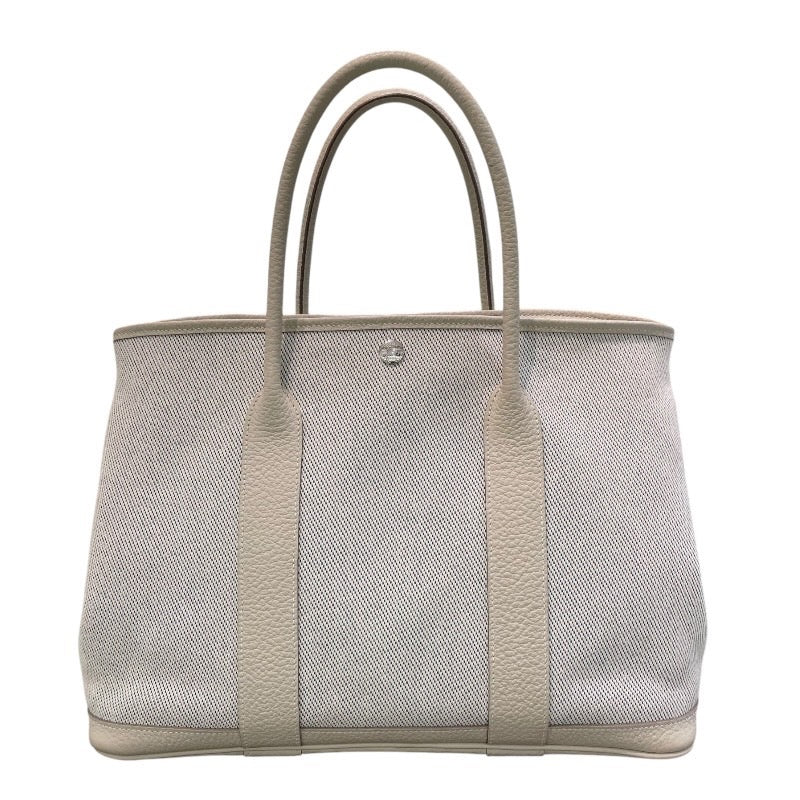 エルメス HERMES ガーデンパーティPM C刻印 アイボリー×ブルー系 トワル×ネゴンダ レディース トートバッグ