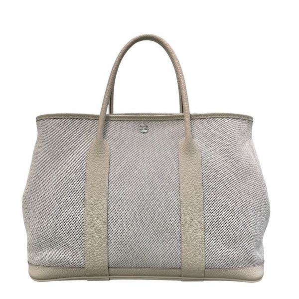 エルメス HERMES ガーデンパーティPM C刻印 アイボリー×ブルー系 トワル×ネゴンダ レディース トートバッグ