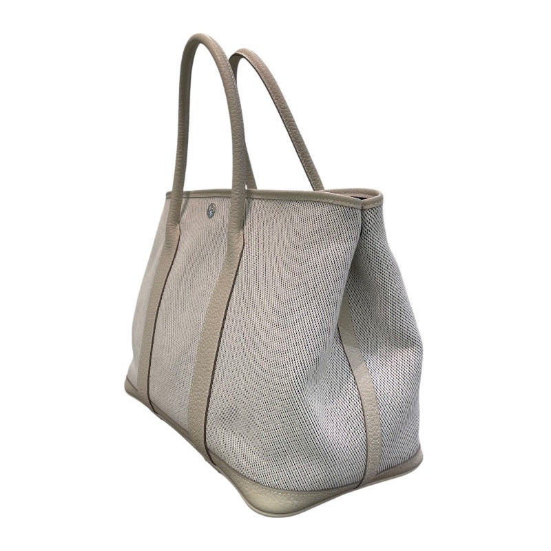 エルメス HERMES ガーデンパーティPM C刻印 アイボリー×ブルー系 トワル×ネゴンダ レディース トートバッグ
