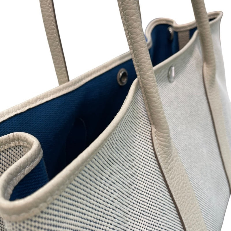 エルメス HERMES ガーデンパーティPM C刻印 アイボリー×ブルー系 トワル×ネゴンダ レディース トートバッグ