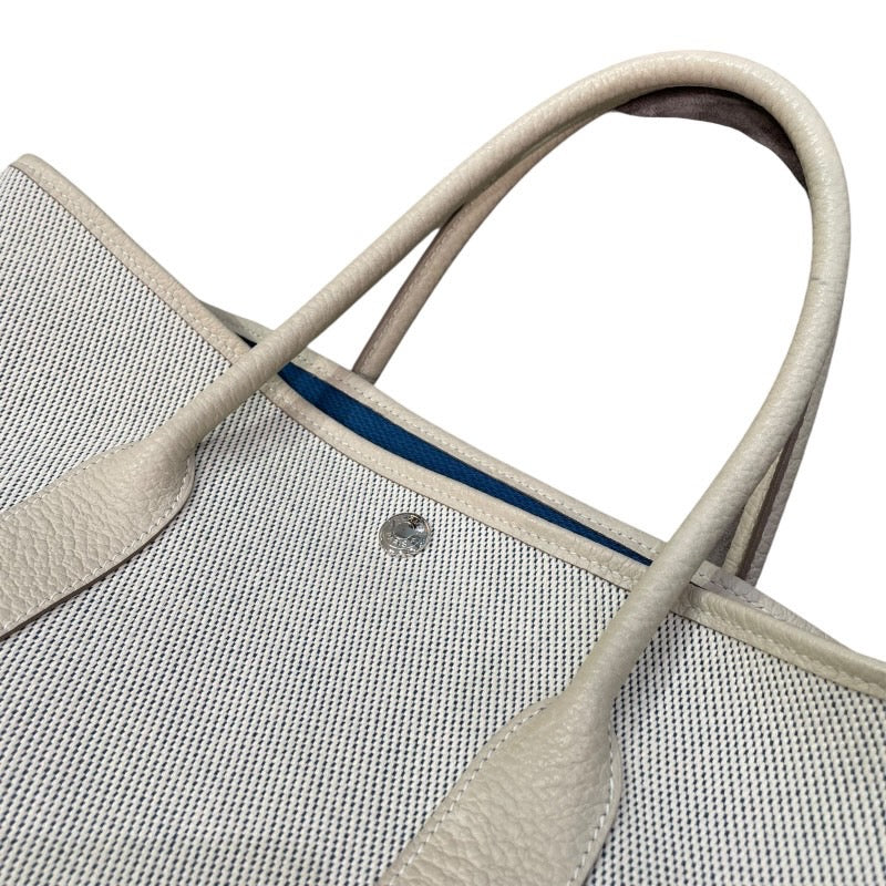 エルメス HERMES ガーデンパーティPM C刻印 アイボリー×ブルー系 トワル×ネゴンダ レディース トートバッグ