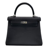 エルメス HERMES ケリー25 内縫い B刻 ブラック×シルバー金具 トゴ レディース ハンドバッグ