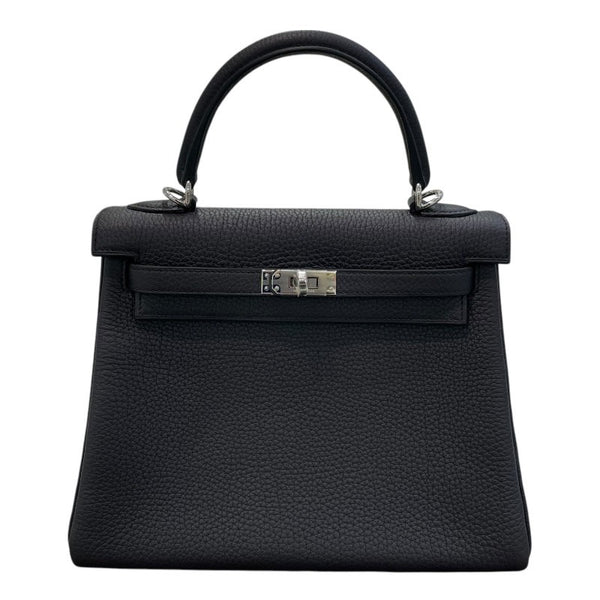 エルメス HERMES ケリー25 内縫い B刻 ブラック×シルバー金具 トゴ レディース ハンドバッグ