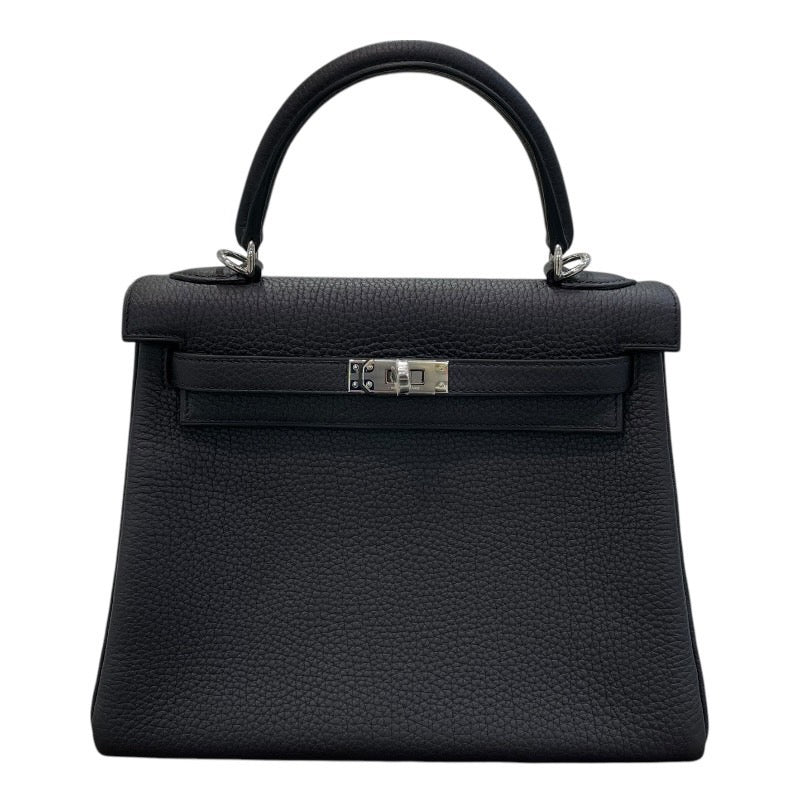 エルメス HERMES ケリー25 内縫い B刻 ブラック×シルバー金具 トゴ レディース ハンドバッグ