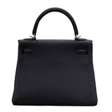 エルメス HERMES ケリー25 内縫い B刻 ブラック×シルバー金具 トゴ レディース ハンドバッグ