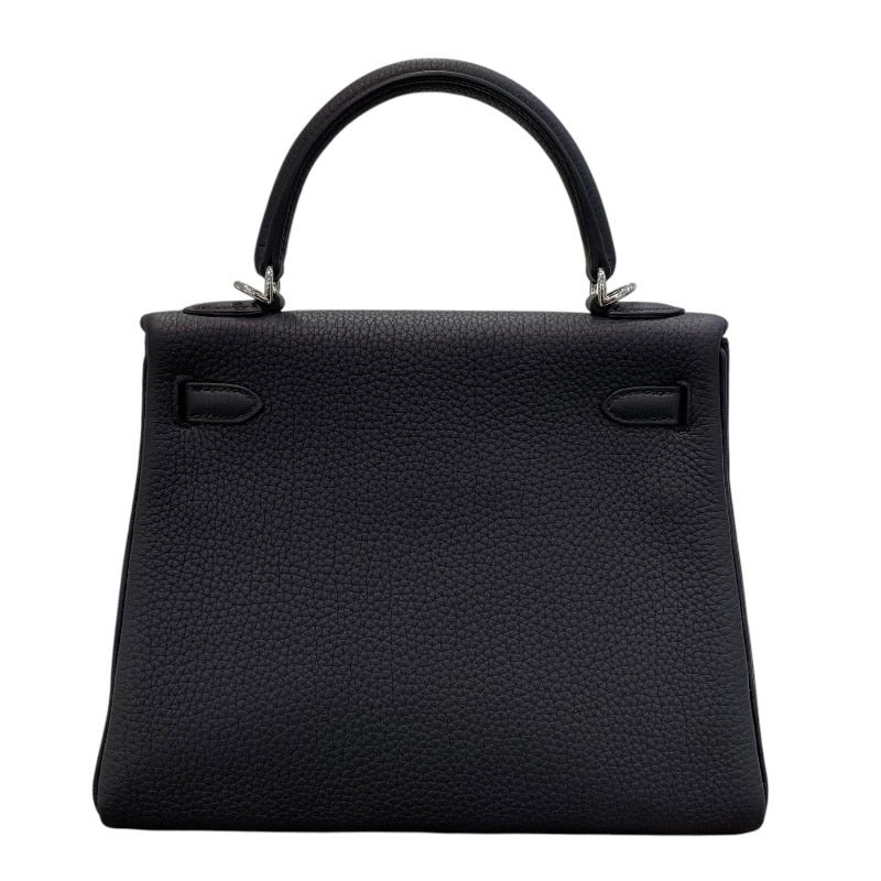 エルメス HERMES ケリー25 内縫い B刻 ブラック×シルバー金具 トゴ レディース ハンドバッグ