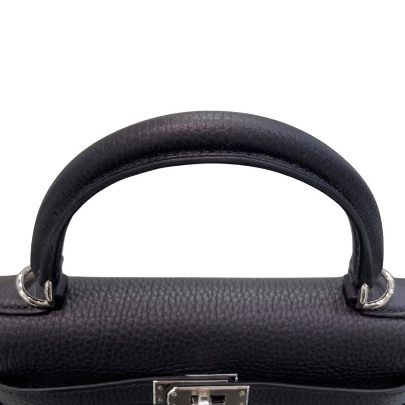 エルメス HERMES ケリー25 内縫い B刻 ブラック×シルバー金具 トゴ レディース ハンドバッグ