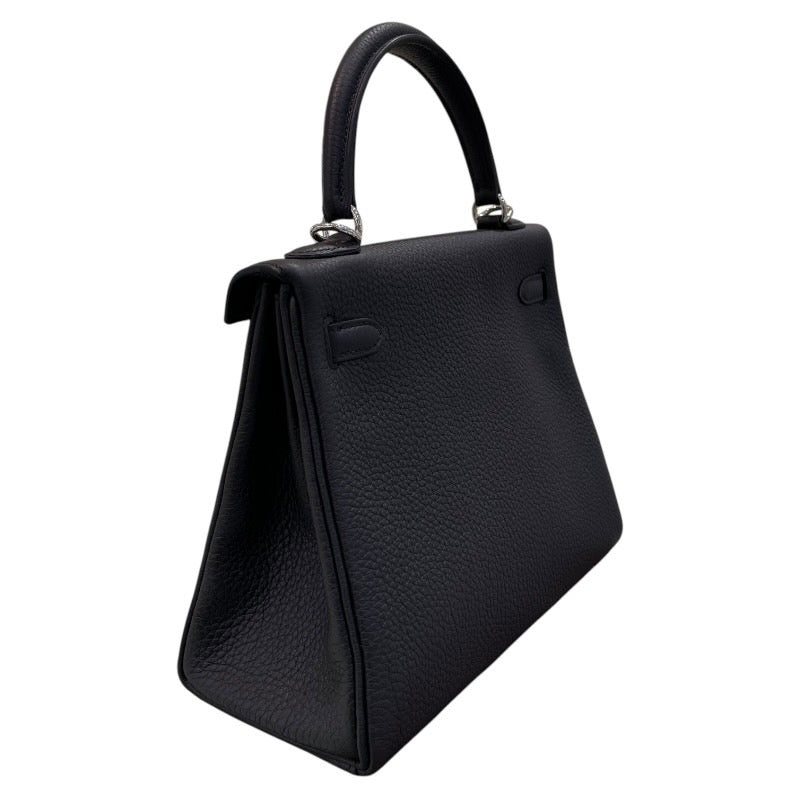 エルメス HERMES ケリー25 内縫い B刻 ブラック×シルバー金具 トゴ レディース ハンドバッグ