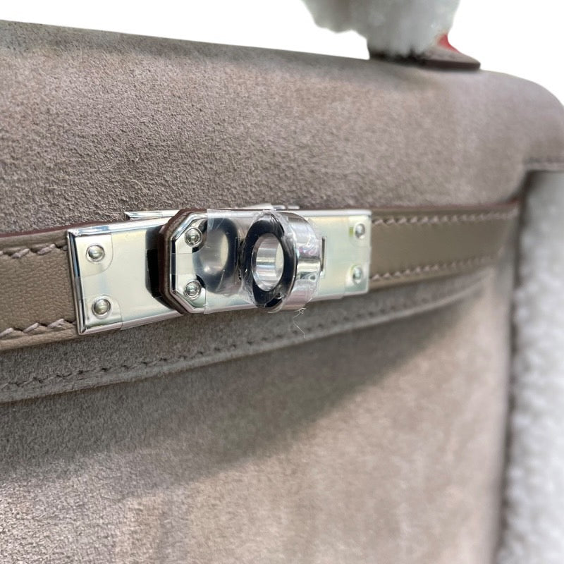 エルメス HERMES ミニケリー2　テディ B刻 エトゥープ✕グリスカイユ✕エクリュ✕シルバー金具 グリズリー・スイフト・ムートン レディース ショルダーバッグ