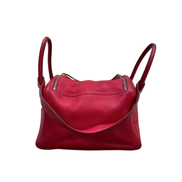 エルメス HERMES リンディ30 □N刻 ルージュカザック×シルバー金具 トリヨン レディース ショルダーバッグ