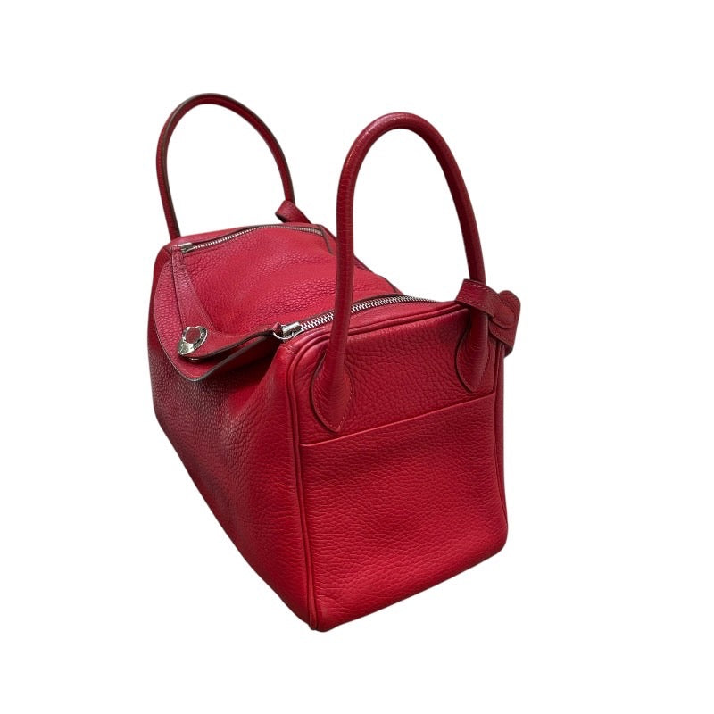 エルメス HERMES リンディ30 □N刻 ルージュカザック×シルバー金具 トリヨン レディース ショルダーバッグ