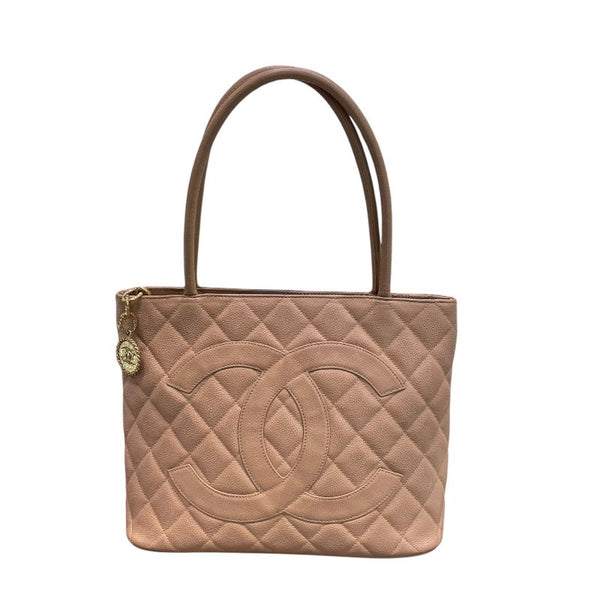 シャネル CHANEL 復刻トート A01804 9番台 ベージュ×ゴールド金具 キャビアスキン レディース トートバッグ