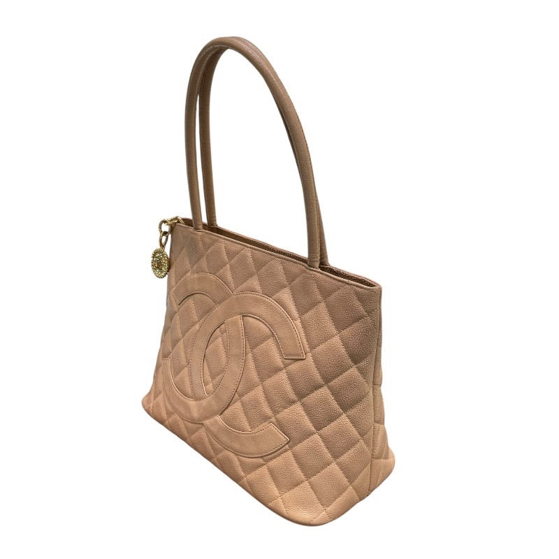 シャネル CHANEL 復刻トート A01804 9番台 ベージュ×ゴールド金具 キャビアスキン レディース トートバッグ