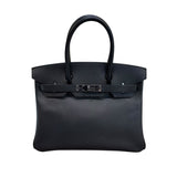 エルメス HERMES バーキン30 □N刻 ブラック×シルバー金具 エプソン レディース ハンドバッグ