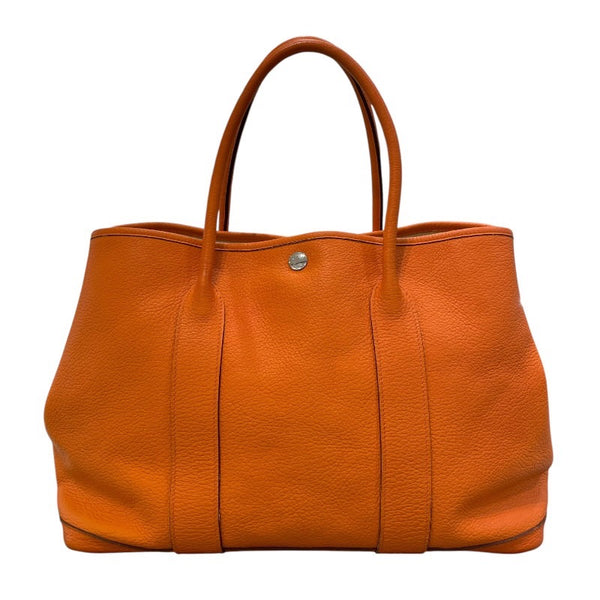 エルメス HERMES ガーデンパーティPM □O刻印 オレンジ×シルバー金具 ネゴンダ レディース トートバッグ