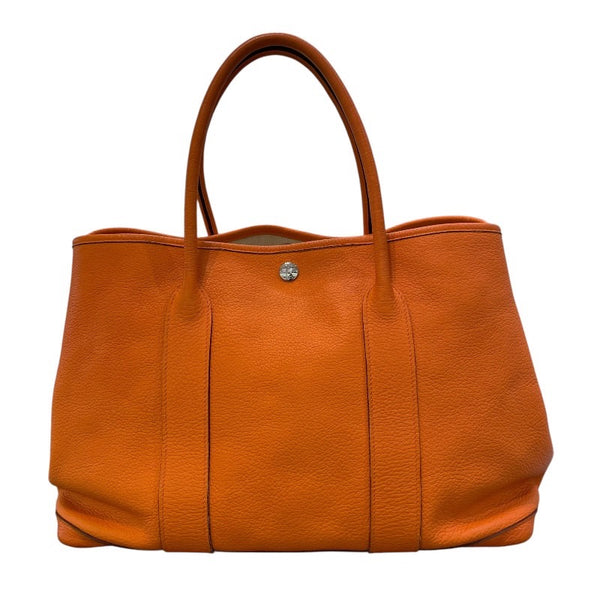 エルメス HERMES ガーデンパーティPM □O刻印 オレンジ×シルバー金具 ネゴンダ レディース トートバッグ