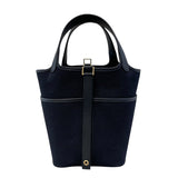 エルメス HERMES ピコタンロックPM カーゴ B刻 ブラック×ゴールド金具 トワル・スイフト レディース ハンドバッグ