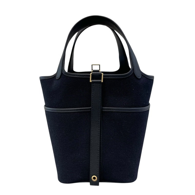 エルメス HERMES ピコタンロックPM カーゴ B刻 ブラック×ゴールド金具 トワル・スイフト レディース ハンドバッグ