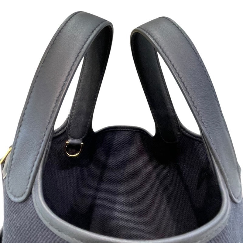 エルメス HERMES ピコタンロックPM カーゴ B刻 ブラック×ゴールド金具 トワル・スイフト レディース ハンドバッグ