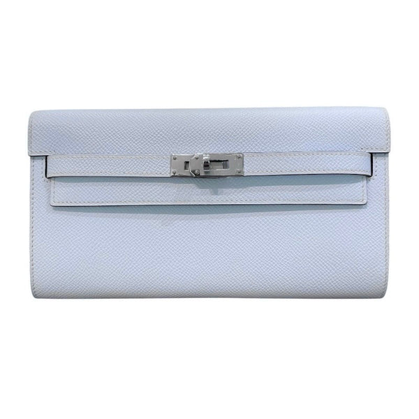 エルメス HERMES ケリートゥーゴー Y刻印 ブループリュム×シルバー金具 エプソン レディース 長財布