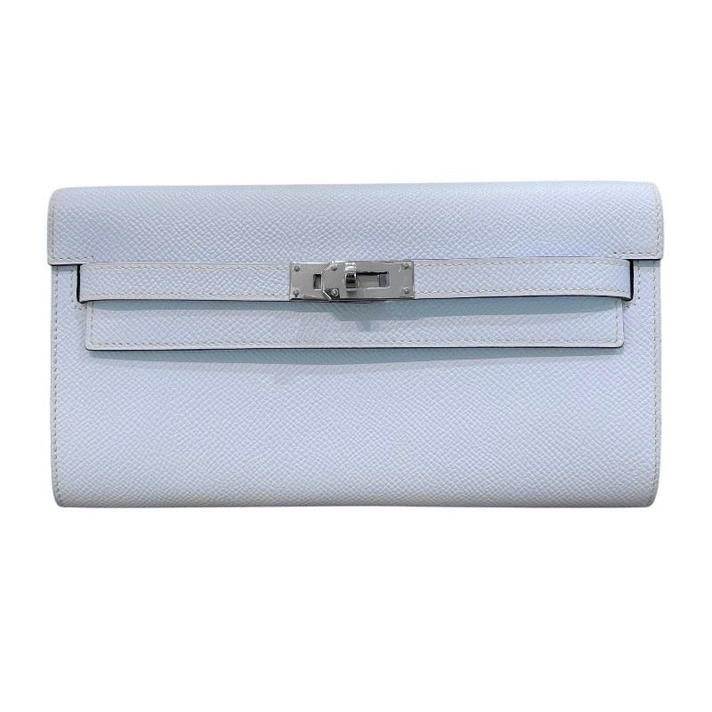 エルメス HERMES ケリートゥーゴー Y刻印 ブループリュム×シルバー金具 エプソン レディース 長財布