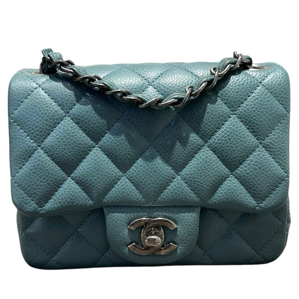 シャネル CHANEL ミニマトラッセ18 A35200 グリーン　SV金具 キャビアスキン レディース ショルダーバッグ