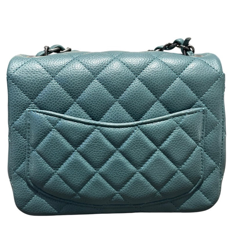 シャネル CHANEL ミニマトラッセ18 A35200 グリーン　SV金具 キャビアスキン レディース ショルダーバッグ