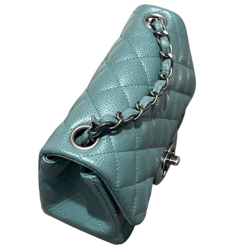 シャネル CHANEL ミニマトラッセ18 A35200 グリーン　SV金具 キャビアスキン レディース ショルダーバッグ