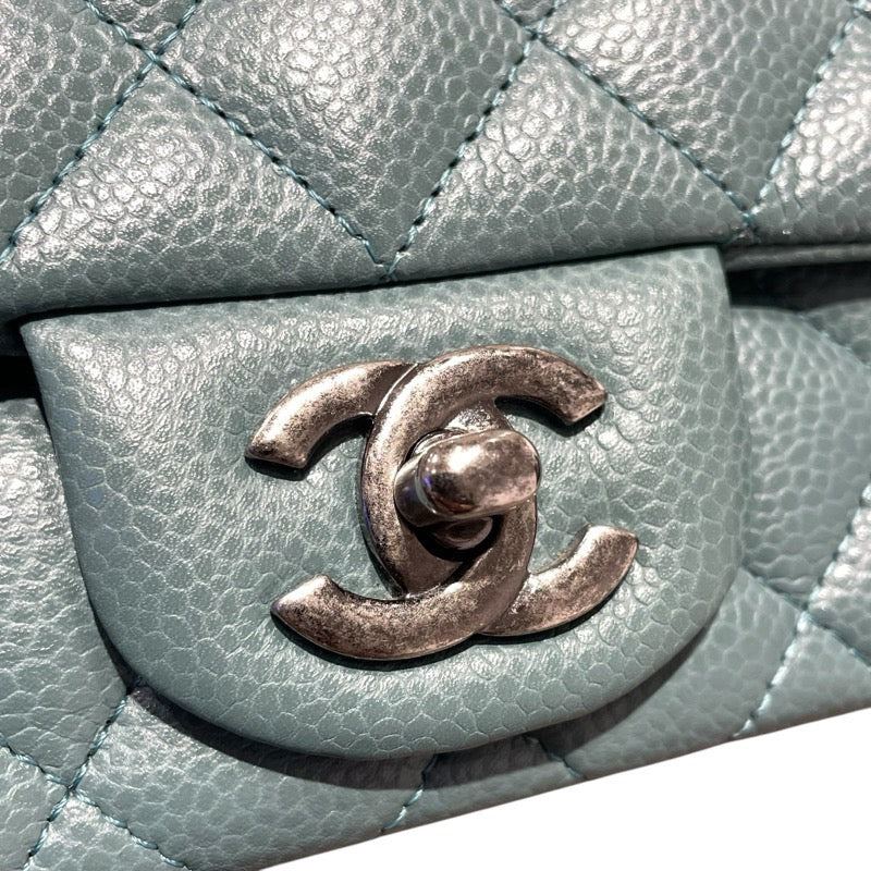 シャネル CHANEL ミニマトラッセ18 A35200 グリーン　SV金具 キャビアスキン レディース ショルダーバッグ