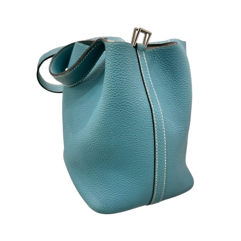 エルメス HERMES ピコタンロックPM □F刻 ブルージーン　SV金具 トリヨンクレマンス レディース ハンドバッグ