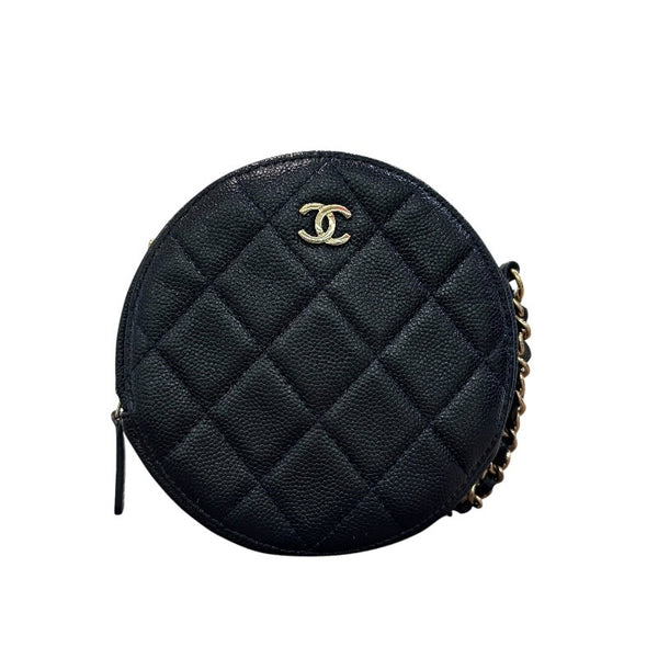 シャネル CHANEL マトラッセ ラウンドショルダー AP0245 ネイビー×ゴールド金具 キャビアスキン レディース ショルダーバッグ