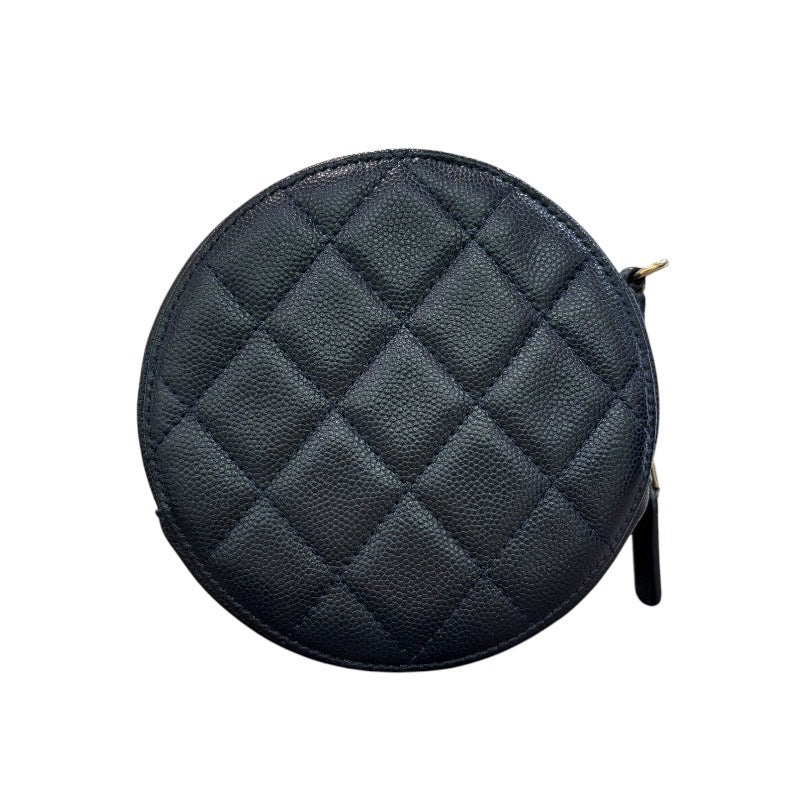 シャネル CHANEL マトラッセ ラウンドショルダー AP0245 ネイビー×ゴールド金具 キャビアスキン レディース ショルダーバッグ
