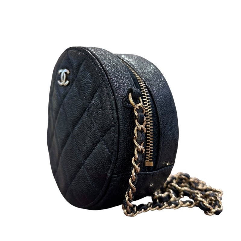 シャネル CHANEL マトラッセ ラウンドショルダー AP0245 ネイビー×ゴールド金具 キャビアスキン レディース ショルダーバッグ
