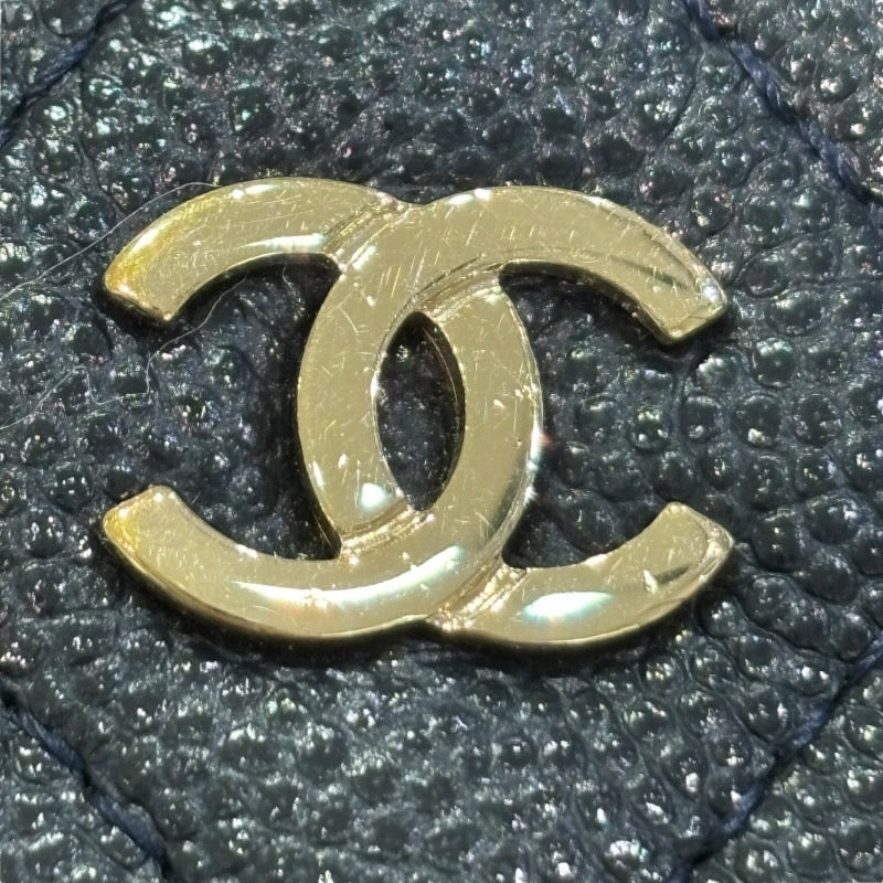 シャネル CHANEL マトラッセ ラウンドショルダー AP0245 ネイビー×ゴールド金具 キャビアスキン レディース ショルダーバッグ