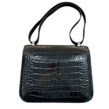 エルメス HERMES コンスタンス3　24　ヴェルソ C刻 ブラック・ブルーエレクトリック　SV金具 アリゲーター レディース ショルダーバッグ